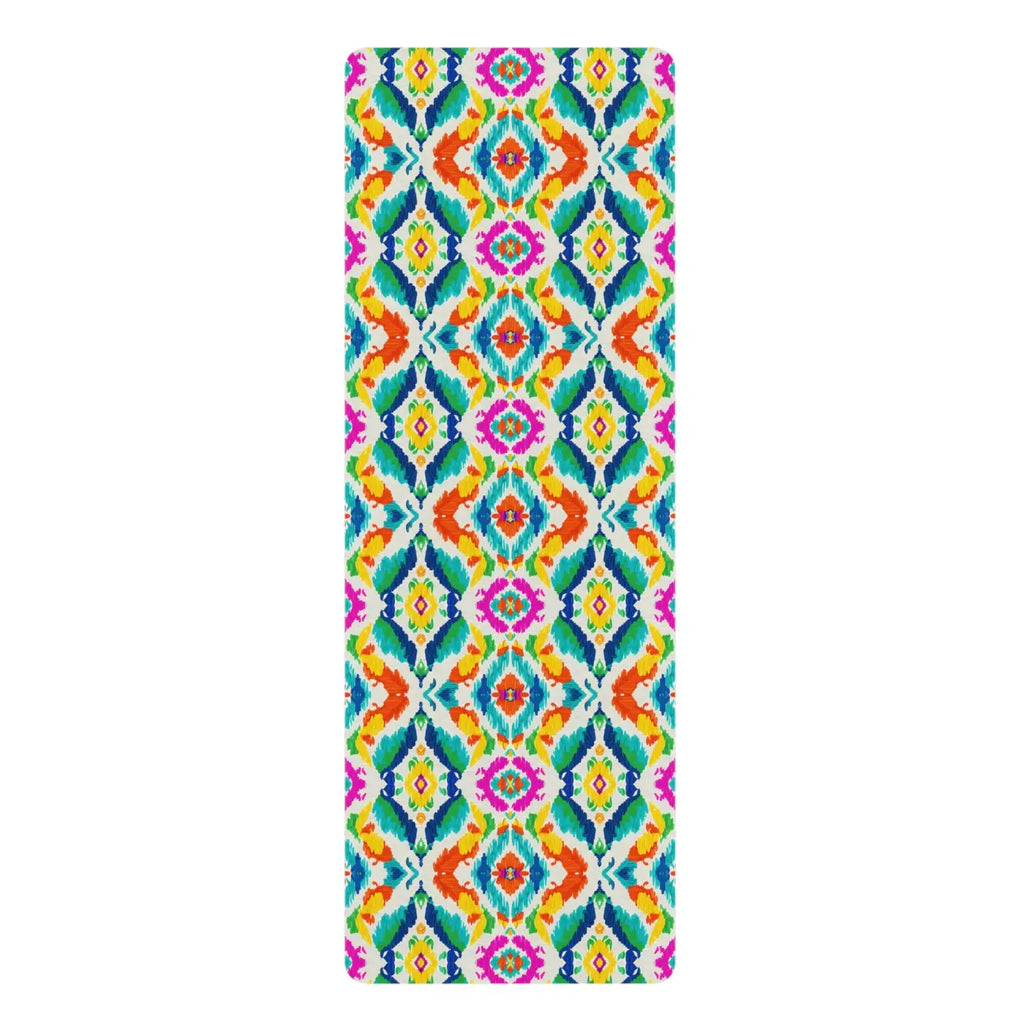 Hand Painted Ikat Rubber Yoga Mat - Microfiber Suede - Dipaliz