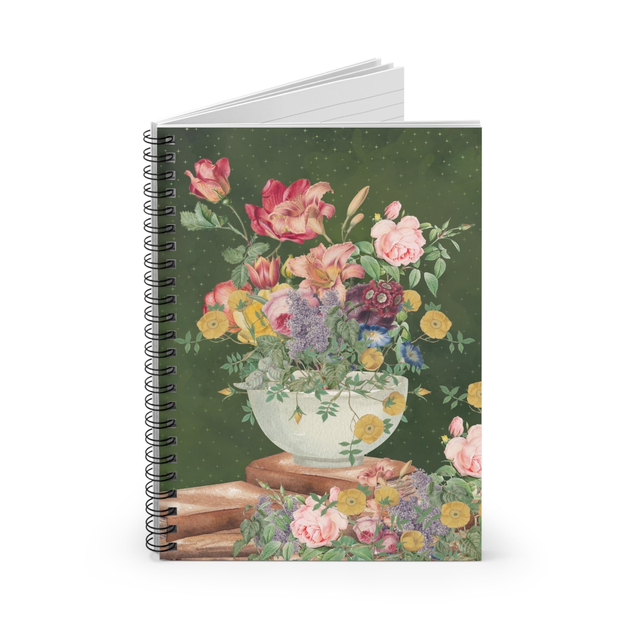 Vintage Botanical Flower Collage Notebook with Mystical Stars: Cottagecore Notebook for School or Work