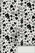 Henri Floral Wallpaper, black and white