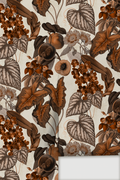 Cali Tropicale Wallpaper, off-white and burnt orange