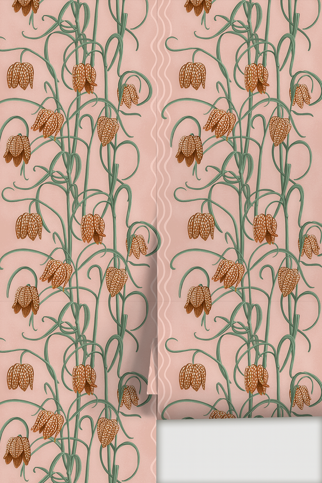 Campanas Wallpaper, dusty pink and orange