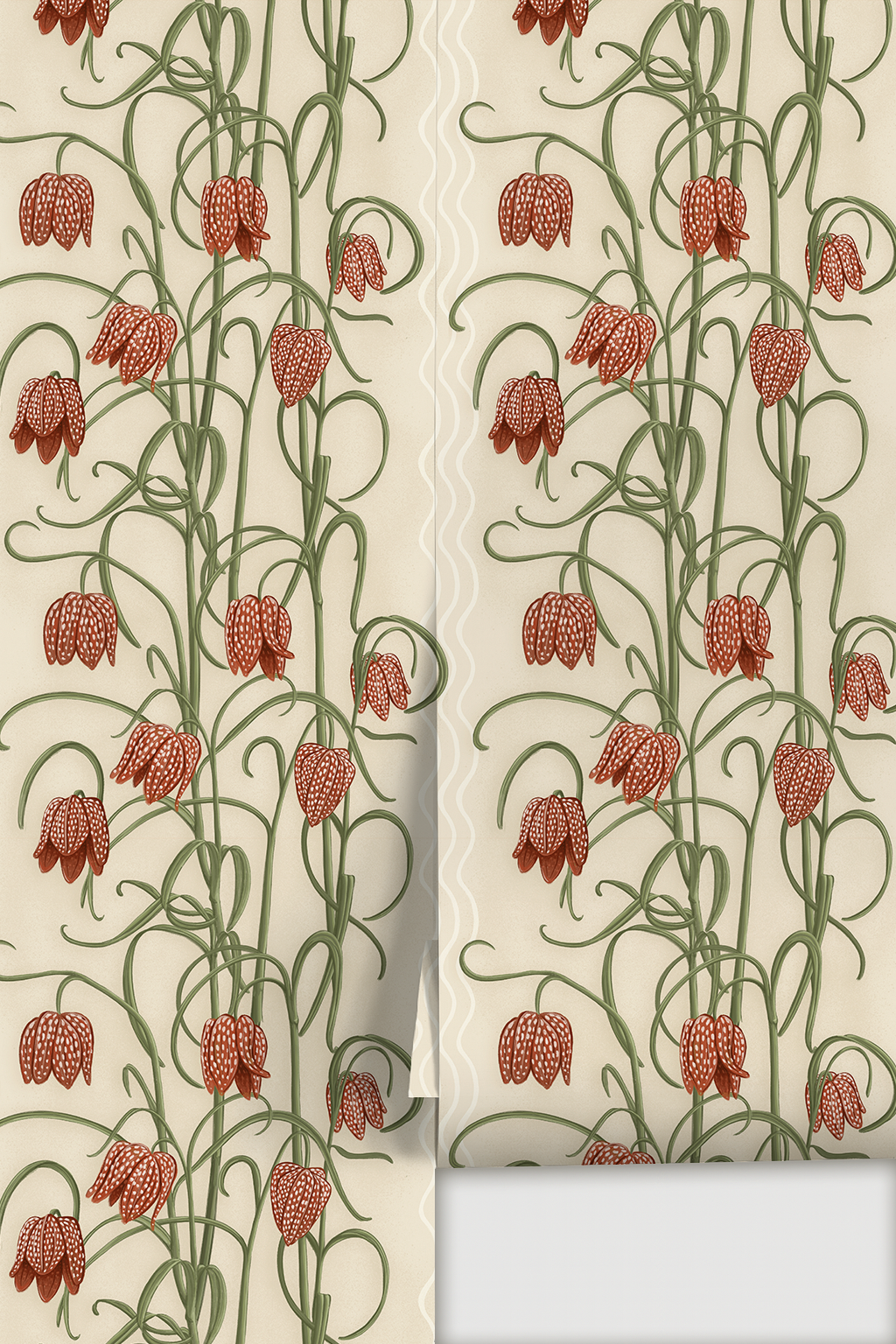 Campanas Wallpaper, neutral and burnt orange