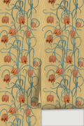 Campanas Wallpaper, butter yellow and slate blue