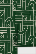 Deco Tile Wallpaper, green and white