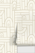 Deco Tile Wallpaper, off-white and neutral