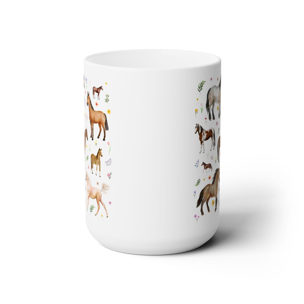 Watercolor Horses and Flowers Coffee Mug