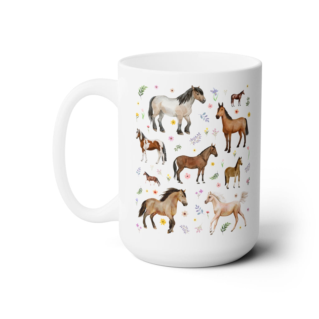 Watercolor Horses and Flowers Coffee Mug