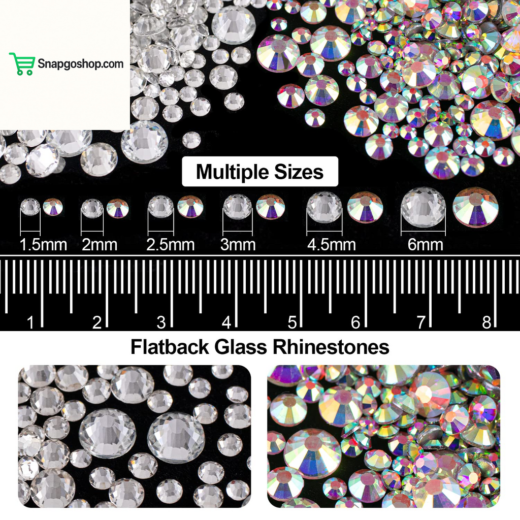 Flat Back Rhinestone Kits Colorful Rhinestones+Crystal Ab&Transparent White Face Gems Nail Gem with Quick Dry Makeup Glue+Picker Pencil+Tweezer for Bedazzling Face Makeup and Nail Art