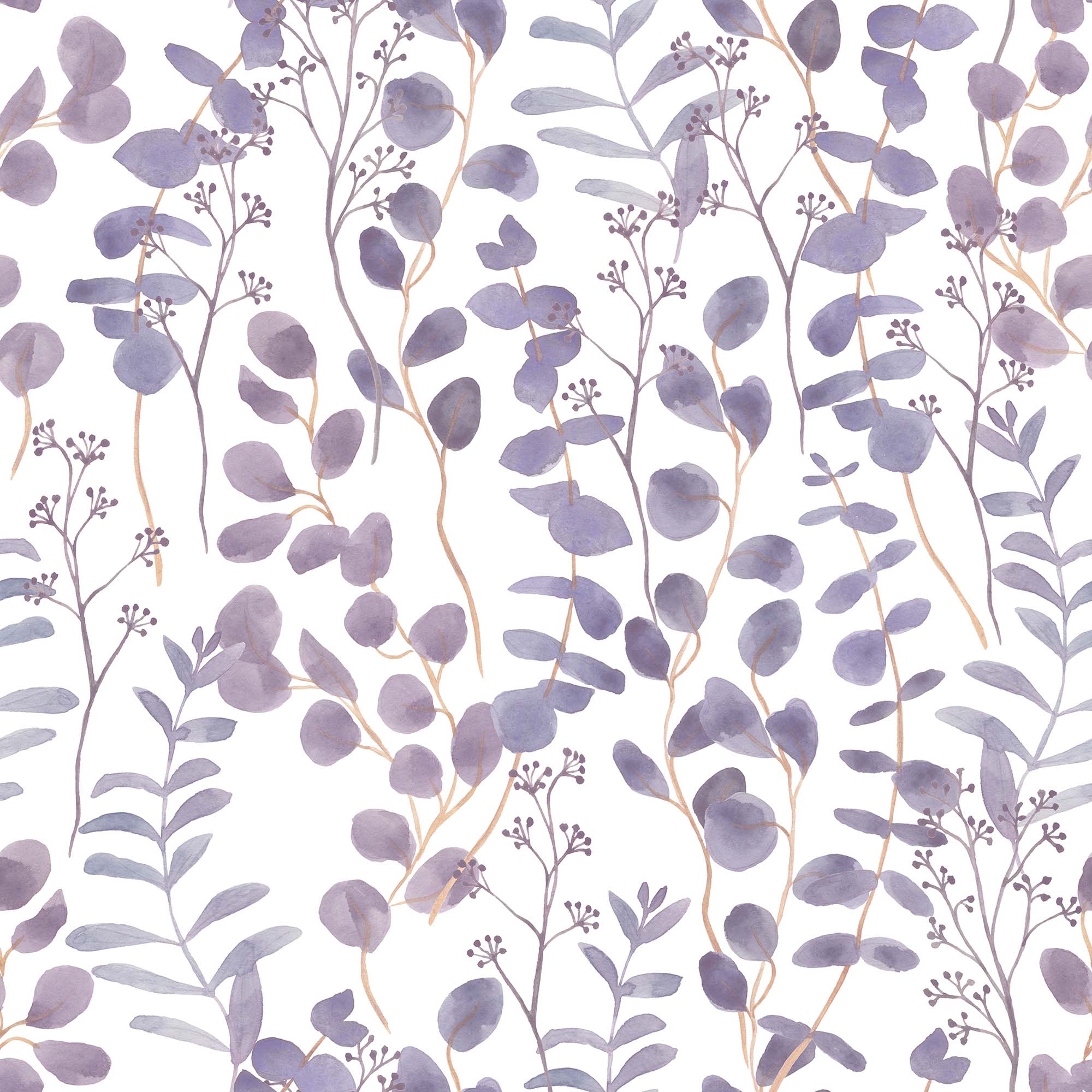 Lilac Eucalyptus Leaves Wallpaper | Kitchen + Metal