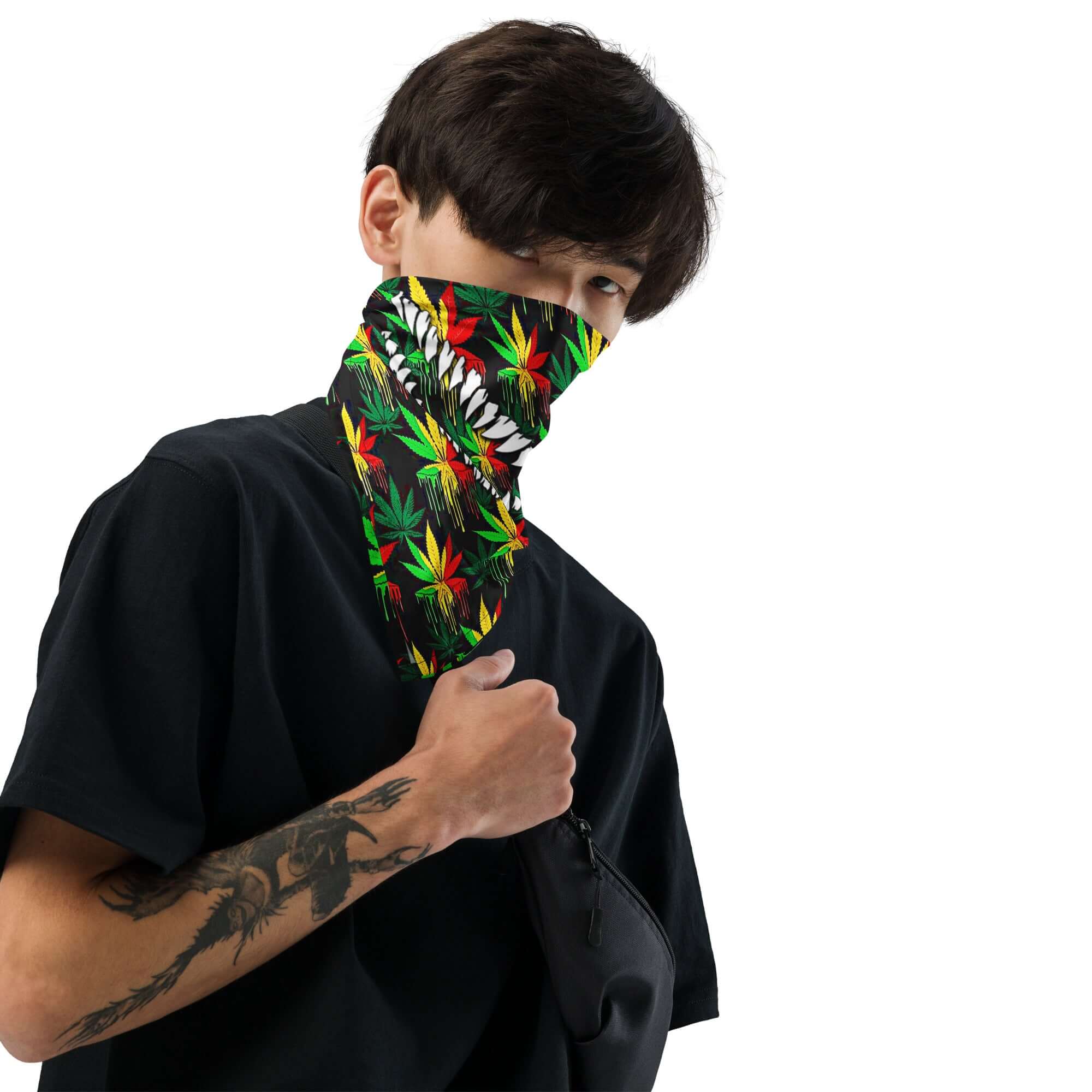Weed Print 420 Rave Bandana Reversible Face Dust Mask for Music Festivals