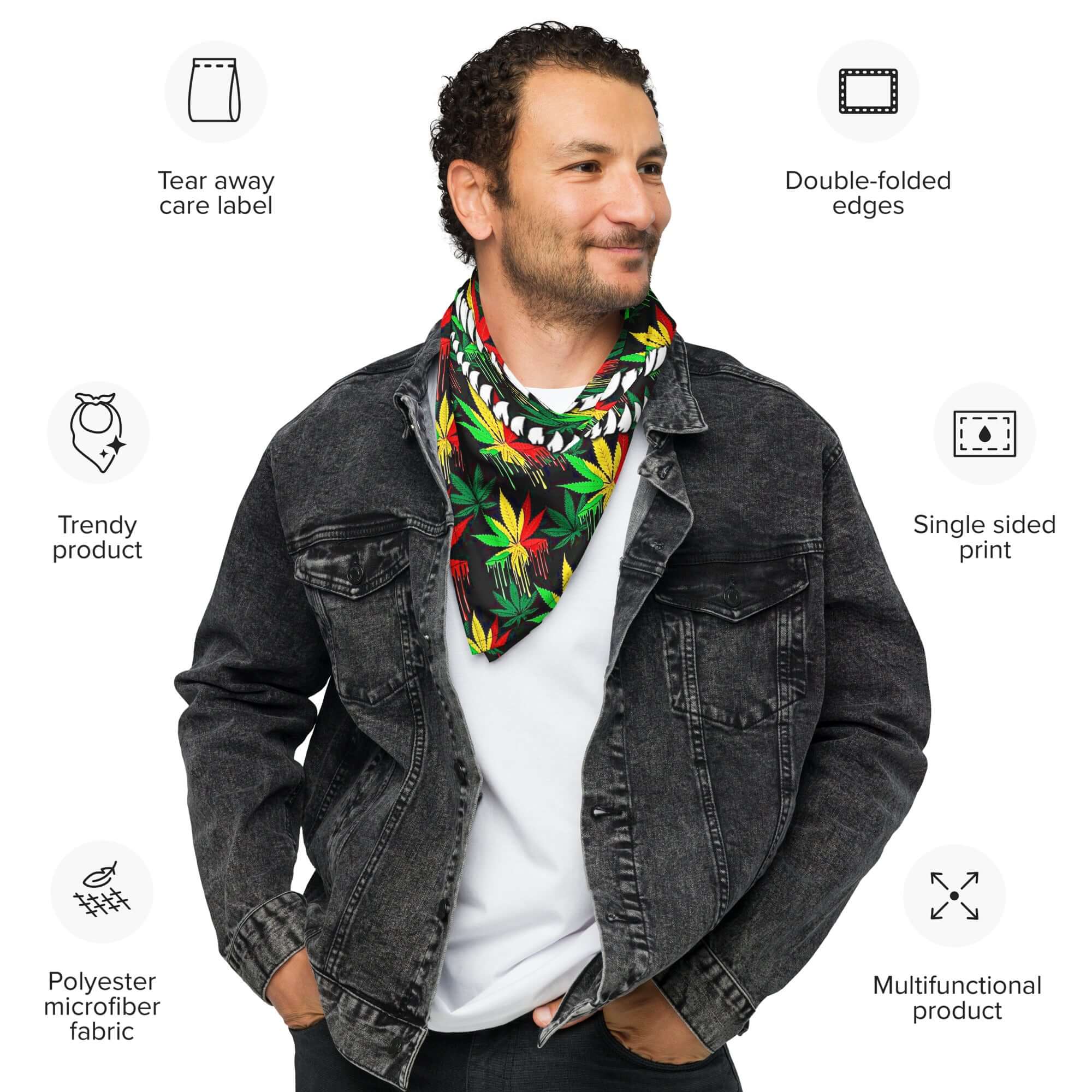 Weed Print 420 Rave Bandana Reversible Face Dust Mask for Music Festivals