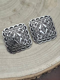 Western Square Concho Fashion Earrings