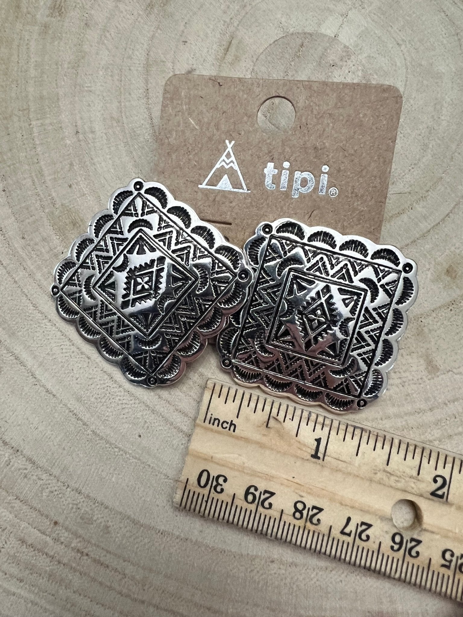 Western Square Concho Fashion Earrings