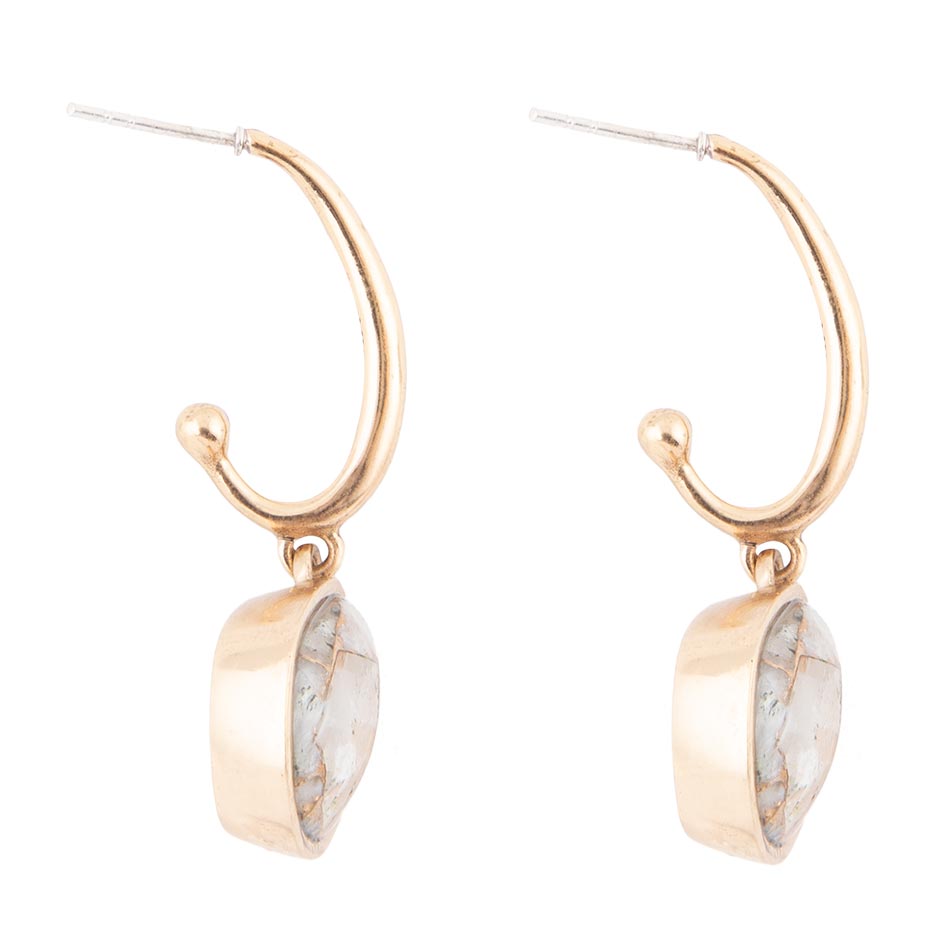 White and Golded Calcite Drop Earrings