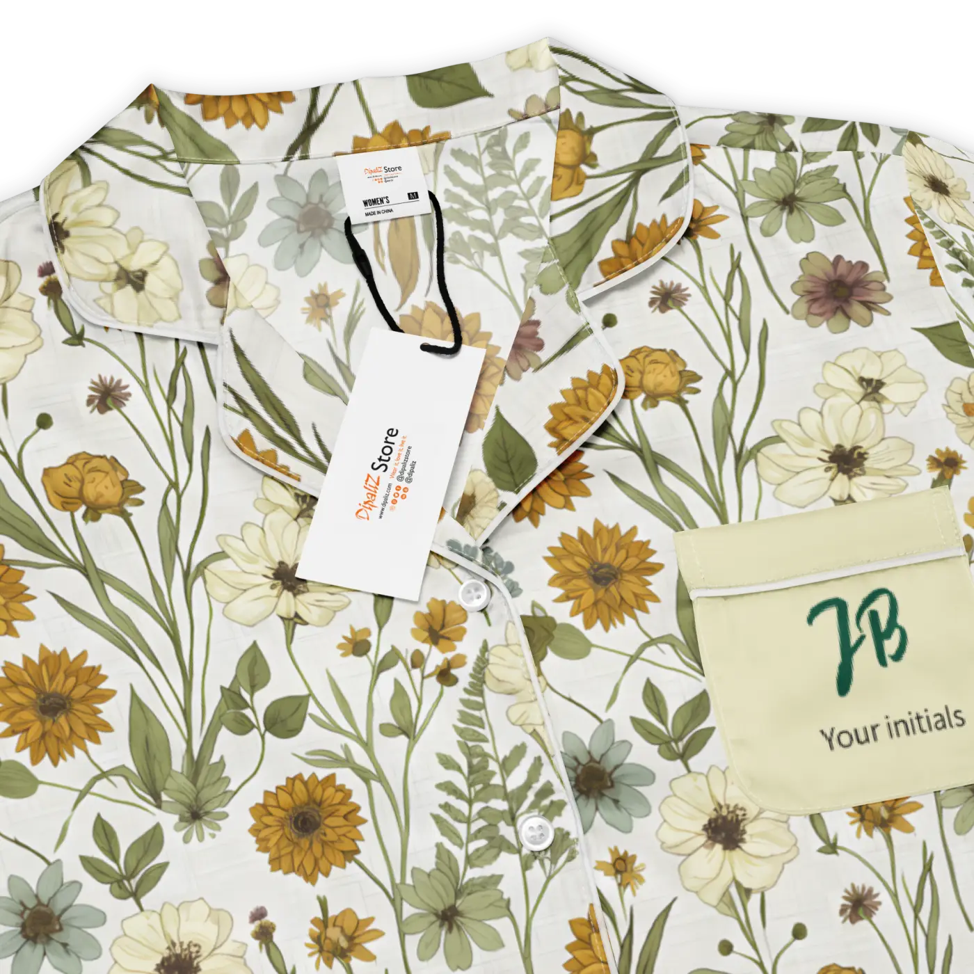 Silky Soft Wild Flowers Pajama Top - Lightweight Fabric - DipaliZ