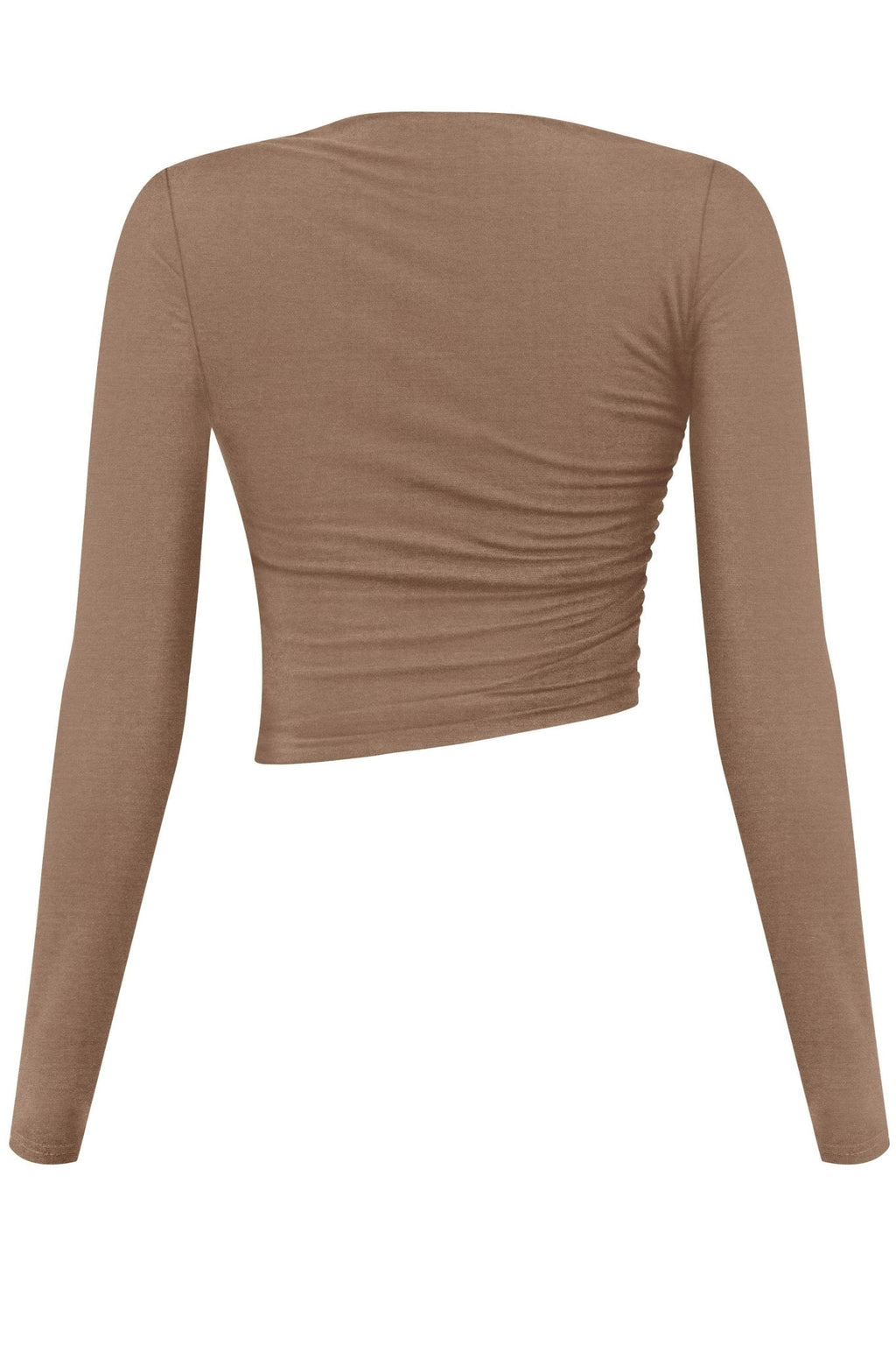 Women’s Long Sleeve Asymmetrical Ruched Crop Top