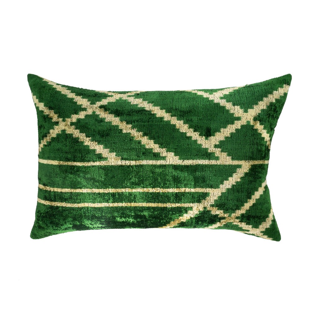 Woodlands Silk Velvet Ikat Pillow Cover 16 X 24
