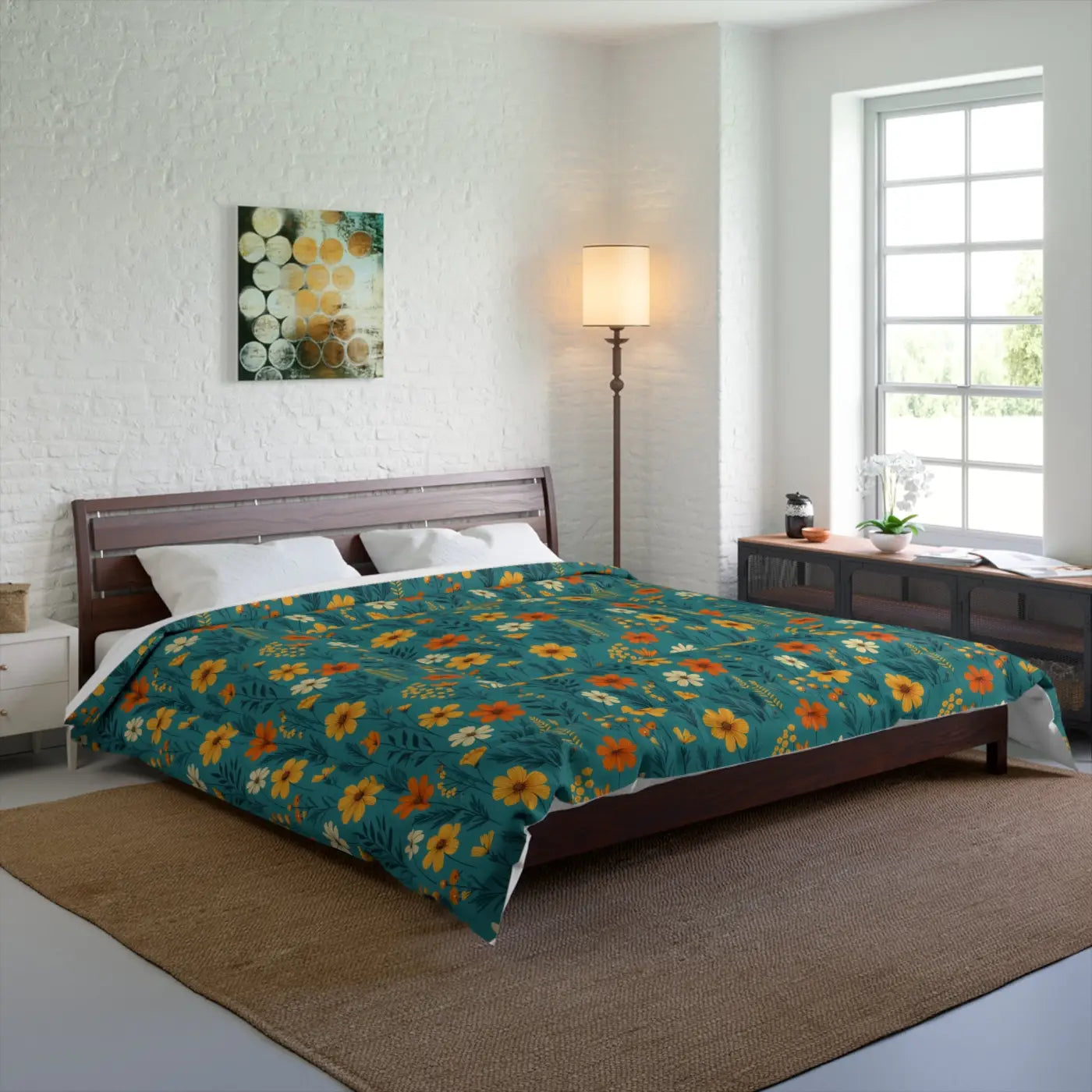 Cozy Orange Wildflowers Comforter - Lightweight - DipaliZ