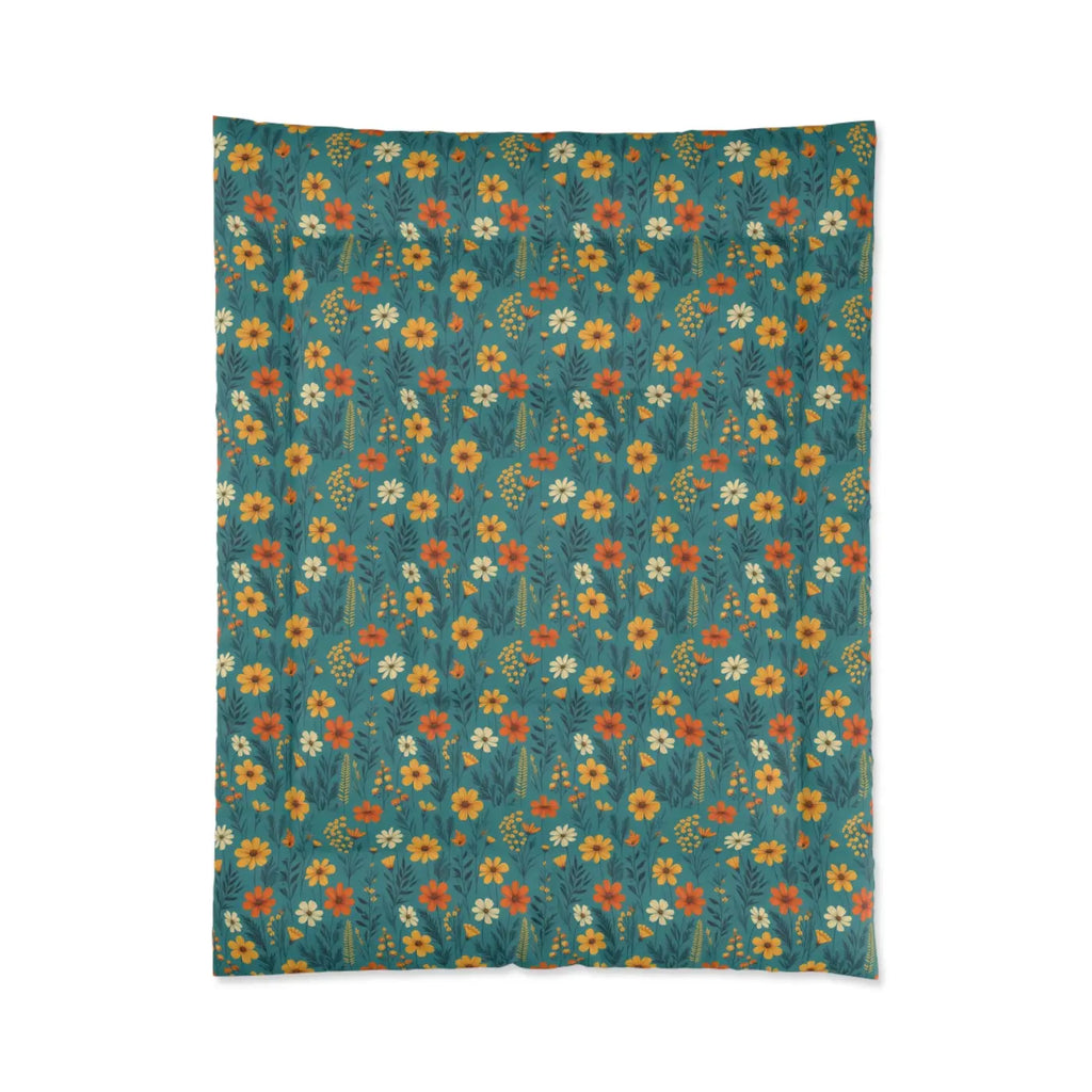 Cozy Orange Wildflowers Comforter - Lightweight - DipaliZ