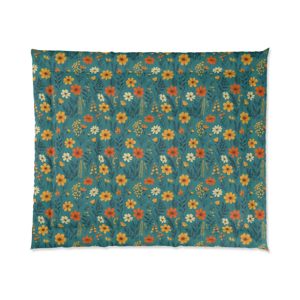 Cozy Orange Wildflowers Comforter - Lightweight - DipaliZ