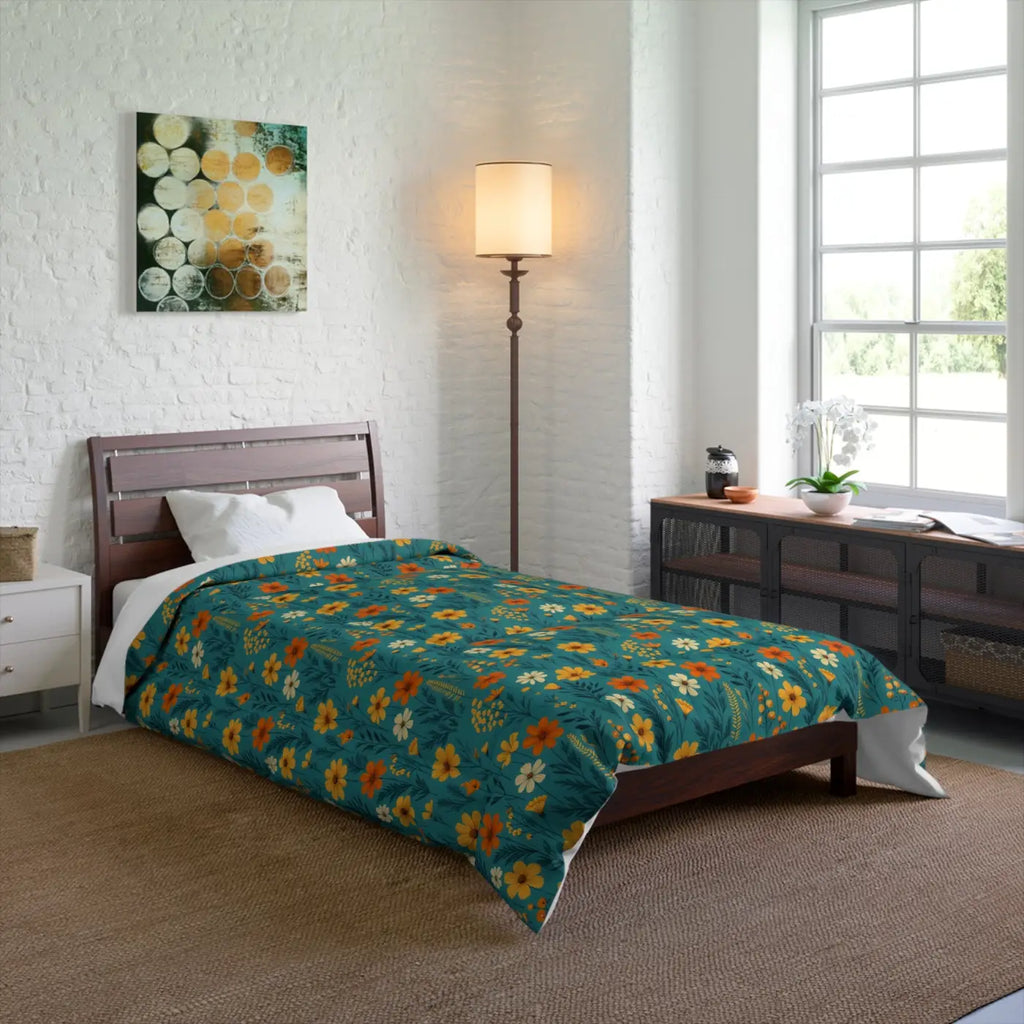 Cozy Orange Wildflowers Comforter - Lightweight - DipaliZ