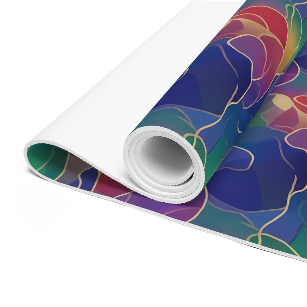 Vibrant Foam Yoga Mat Rainbow Wave Floral Design - Dipaliz