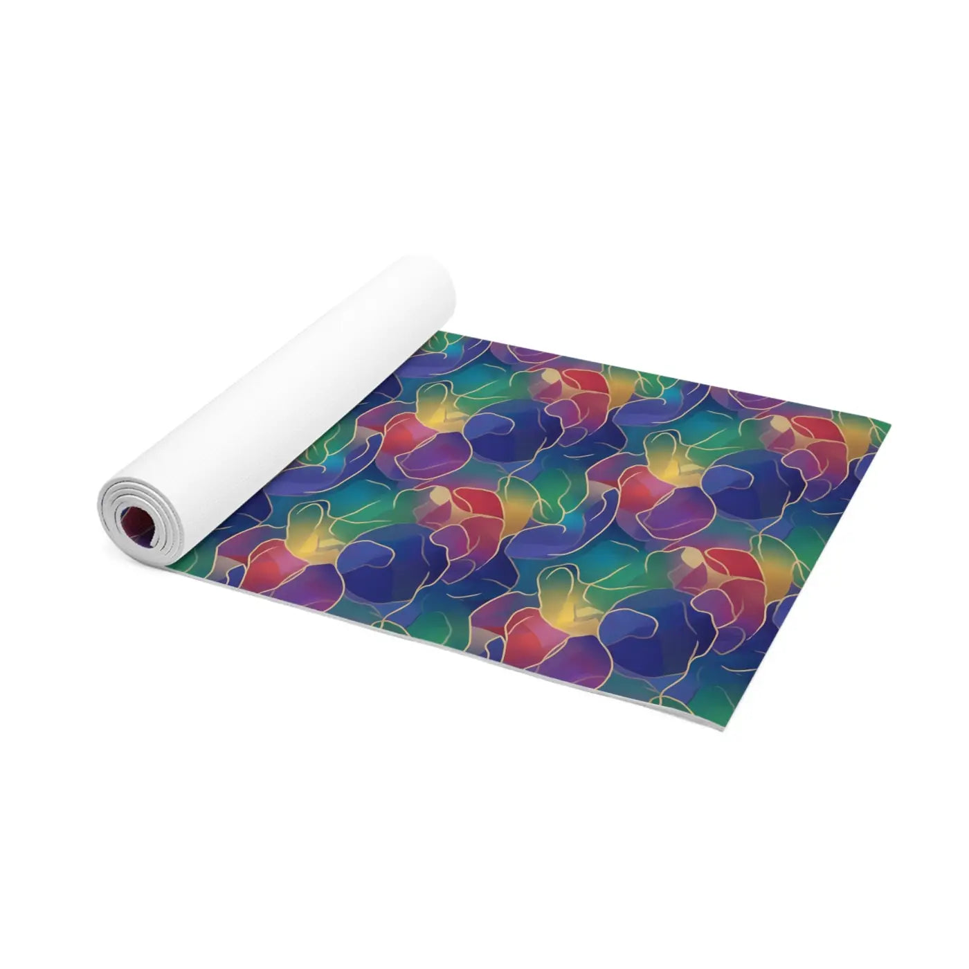 Vibrant Foam Yoga Mat Rainbow Wave Floral Design - Dipaliz
