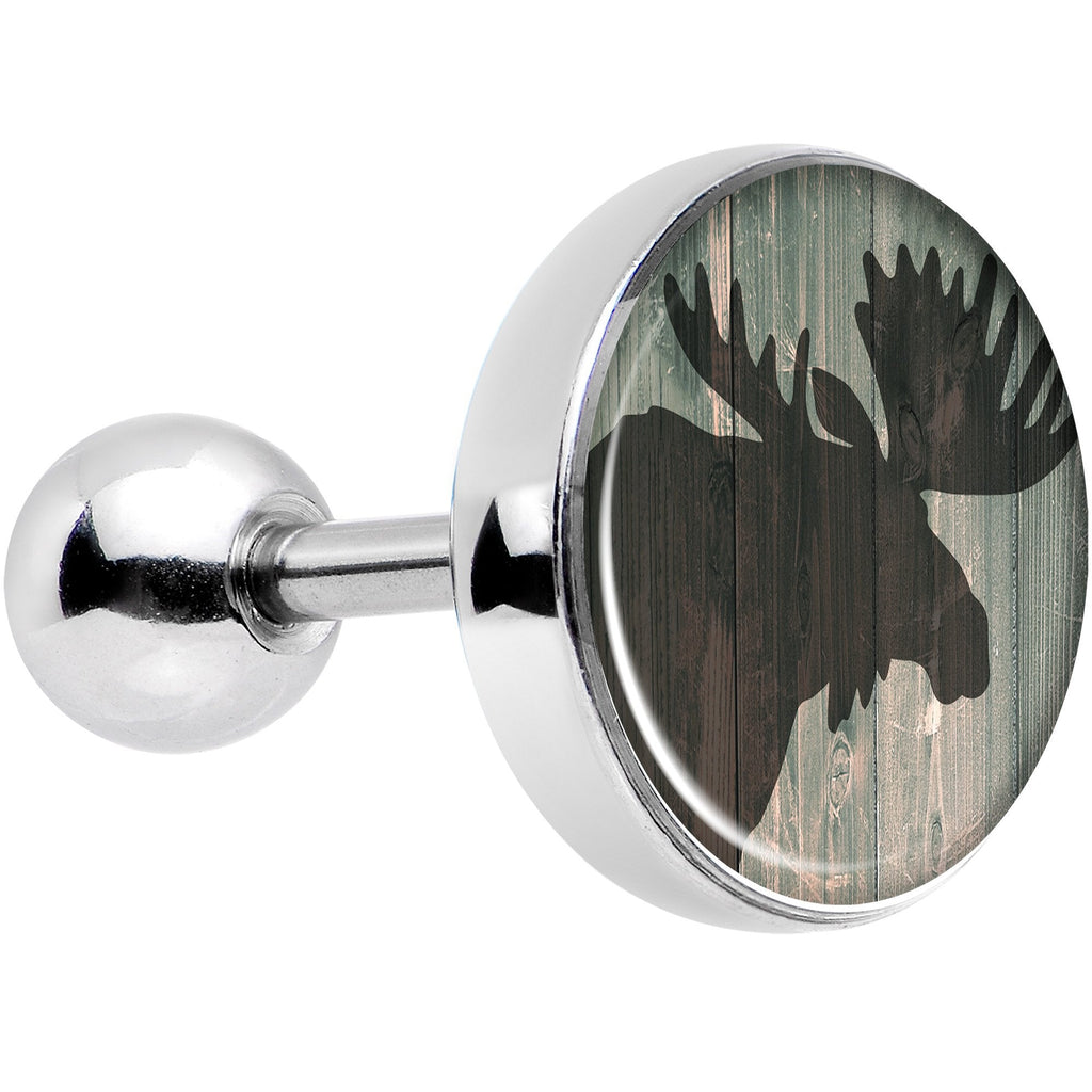 16G 1/4 Holiday Rustic Wood Moose Tragus Cartilage Earring