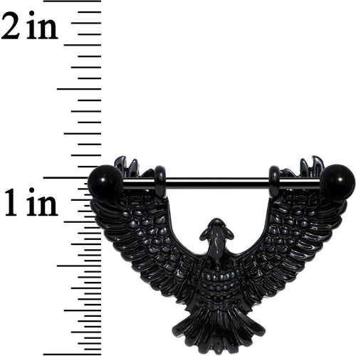 14G 1 1/16 Black Birdseye View Soaring Eagle Nipple Shield Set